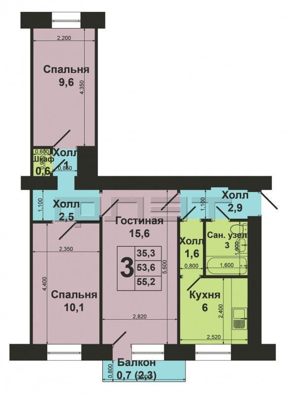 Советский район, ул.Журналистов, д. 11. Продаётся отличная 3-комнатная квартира в кирпичном доме на 5 этаже 5ти... - 6
