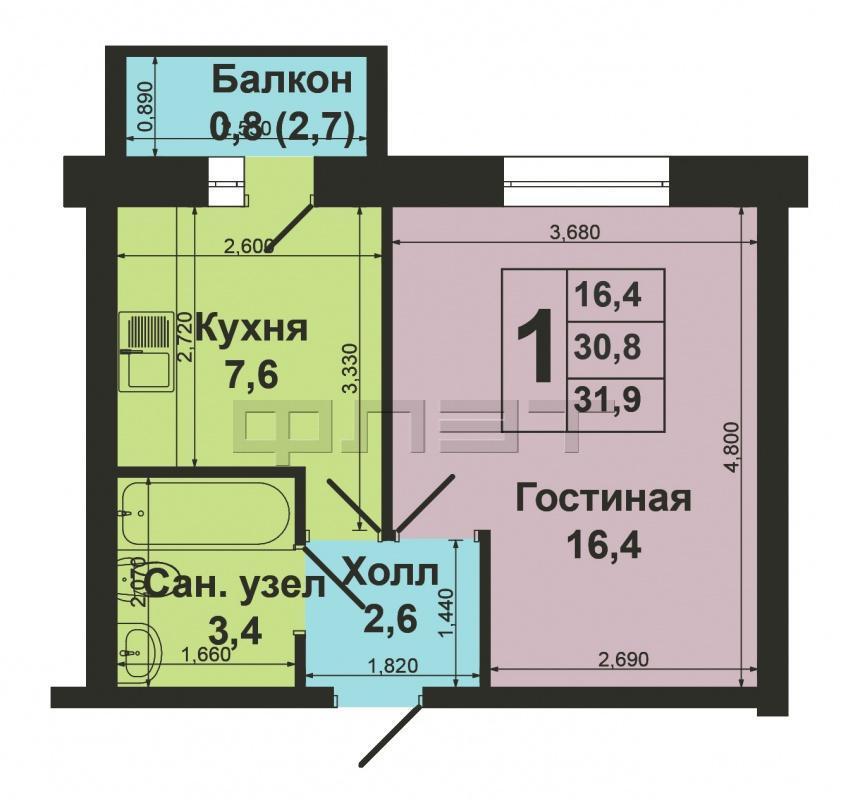 Советский райцон, ул.Тукая .47. Продается 1-к  отличная квартира на 2 этаже 3-этажного кирпичного дома 47 ) в  ЖК... - 3