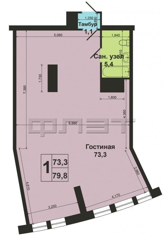 Советский район, Альберта Камалеева д.1 Выставлена на продажу  2-х комнатная квартира 80 кв.м. на 18/37 этажного... - 13