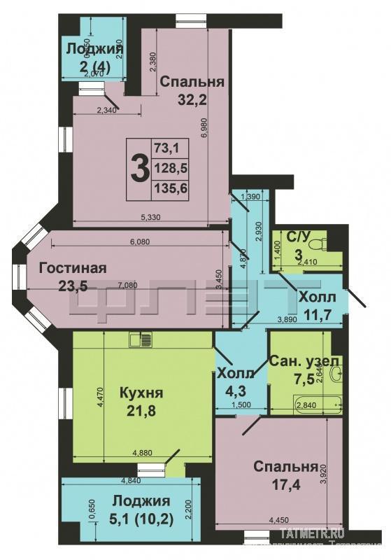 Вахитовский район, Профессорский переулок, д. 3. Выставлена на продажу 3-х комнатная квартира 121 кв.м. на 1/9... - 4