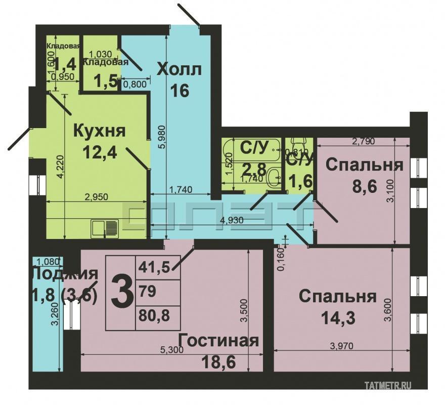 Хорошее предложение!!! В самом центре Ново-Савиновского района продается 3-х комнатная  квартира, в хорошем доме.... - 12