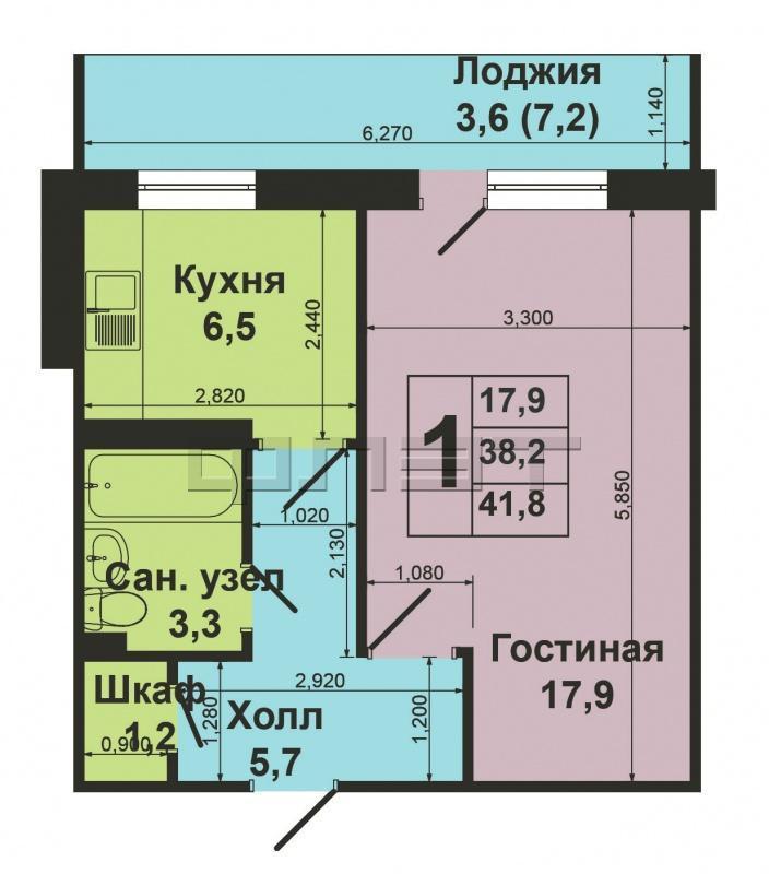Продается  просторная 1-комнатная квартира, Приволжский район, ул. Юлиуса Фучика, д.71. Общая площадь квартиры 41,8... - 8