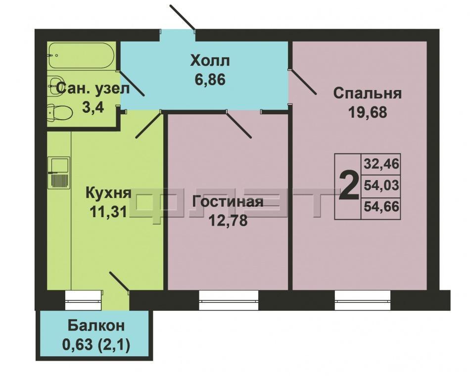 Продается двухкомнатная квартира площадью 54.66 / 32.46 / 11.31 кв.м. в ЖК 'Царево Village' в прекрасном озелененном... - 16