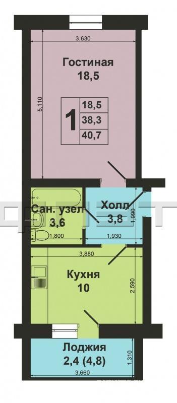 Продается роскошная 1 комнатная квартира 38.3 кв.м в поселке Осиновском. В квартире выполнен косметический ремонт:... - 10