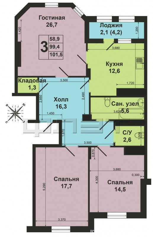 Продается 3 комнатная квартира в самом центре Казани. ул. Право-Булачная д.47 . Кирпичный дом 2010 года постройки.... - 21