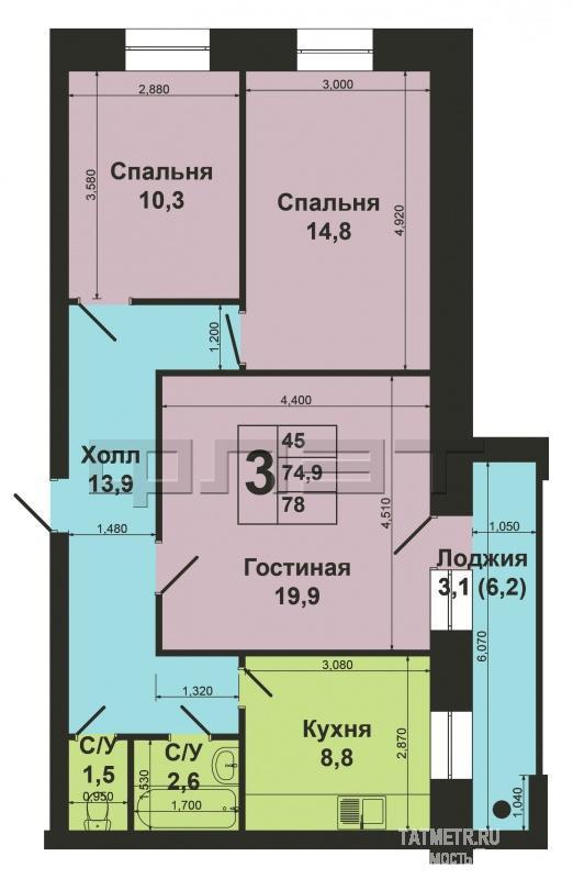 Продается 3-х комнатная квартира в Кировском районе по ул. Большая, д .108 А на высоком 1-м этаже девятиэтажного... - 11