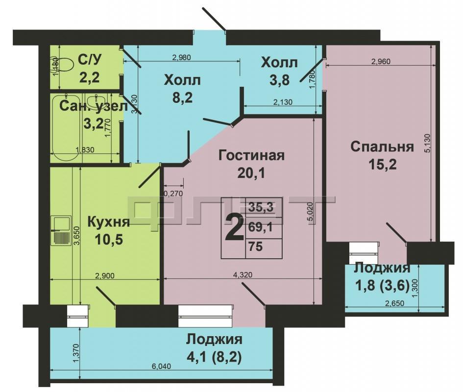 Продается 2-комнатная квартира  в Советском районе по ул. 2-ая Азинская, д.1 В. Квартира находится на 6 этаже 10-ти... - 12