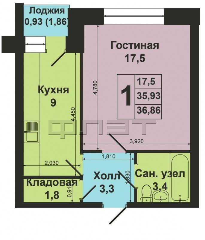 В Авиастроительном районе Казани на улице Побежимова, д.57 продается просторная 1-комнатная квартира. Кирпичный дом... - 6