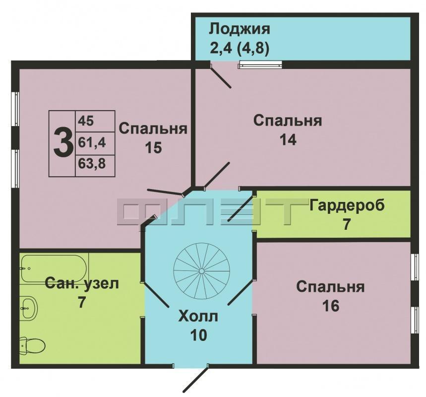 Представляем Вашему Вниманию шикарную ДВУХУРОВНЕВУЮ квартиру в Приволжском районе, общей площадью 130 кв.м.,  с... - 16