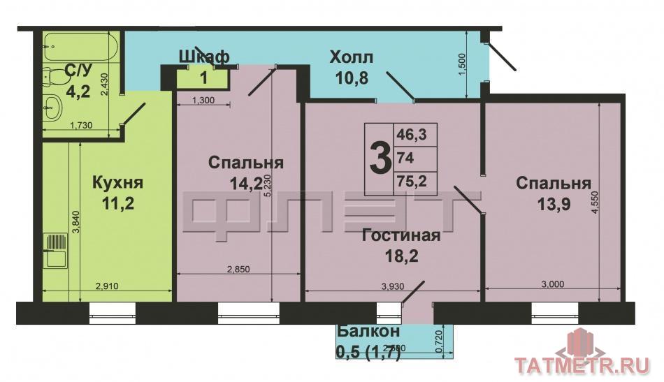 Продается 3- х комнатная квартира - «сталинка» на 4 этаже  кирпичного дома в самом центре Московского района  по ул.... - 13