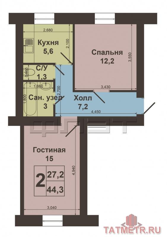 Советский район, ул.Правды, д.16  предлагаем Вашему вниманию отличную 2к квартиру в кирпичном доме. Общая площадь... - 8
