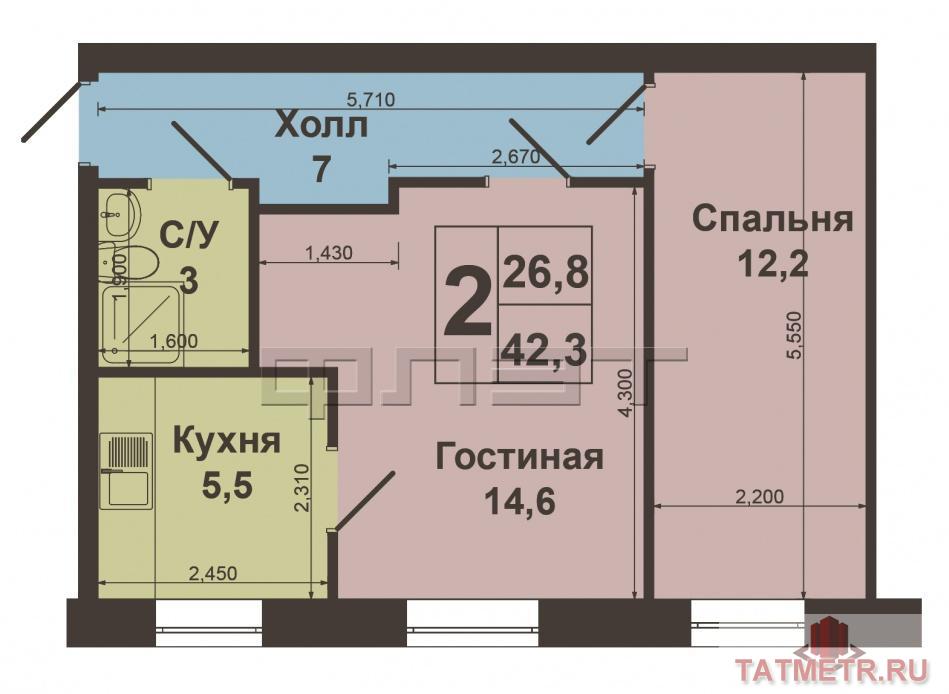 Советский район, ул. Дружбы,д 12 Продается светлая уютная двухкомнатная квартира в  хорошем состоянии. Квартира... - 6
