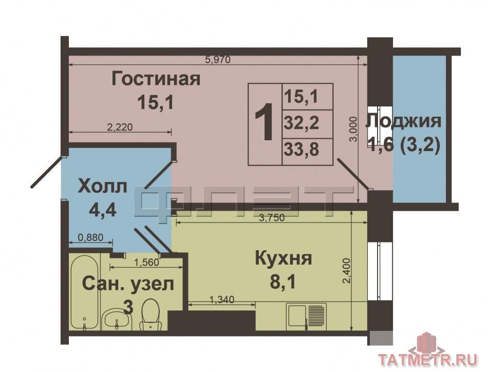 Продается отличная однокомнатная квартира центре Ново-Савиновского района  по ул. Мусина д.7 в монолитно-кирпичном... - 9