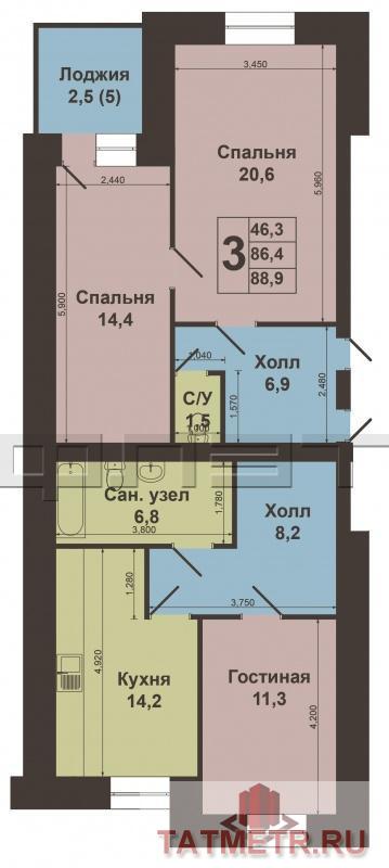 Советский район. Космонавтов 55. Продаётся уникальная двухуровневая 3-х комнатная квартира на 1\5 кирпичного дома. На... - 17