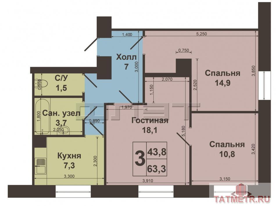 Вахитовский район, ул. Гафури д.5. Продается 3-х комнатная квартира сталинского проекта в исторической части города,... - 8