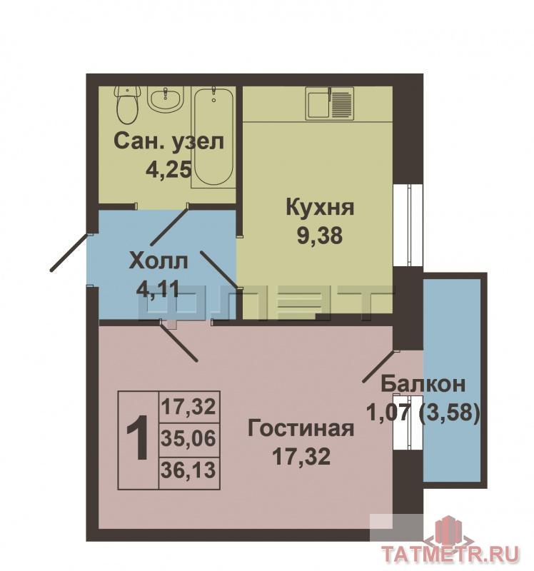 Продается 1 комнатная квартира в КИРПИЧНОМ доме в ЖК «Соловьиная роща». Строительный номер объекта 80/7, квартира... - 4