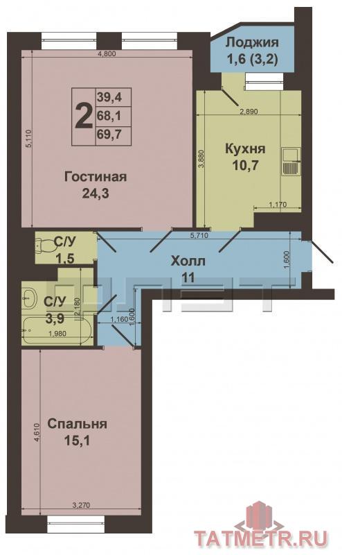 Продаётся просторная, светлая квартира в кирпичном доме на ул.Космонавтов,42а. Дом сдался в 2013 году, в квартире... - 20