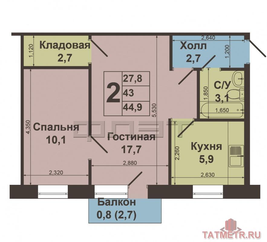 В Советском районе по ул.Академика Кирпичникова,д.10, продается 2-х комнатная квартира. Квартира расположена на 4-м... - 3