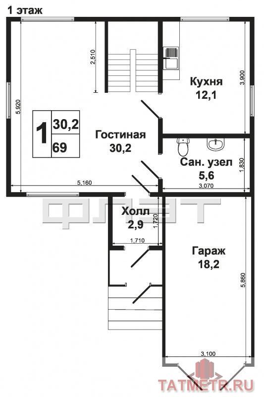 Продам двухэтажный дом с ж/б фундаментом со всеми удобствами, баней и гаражом на участоке 6 соток (Крутушка-1 - через... - 14