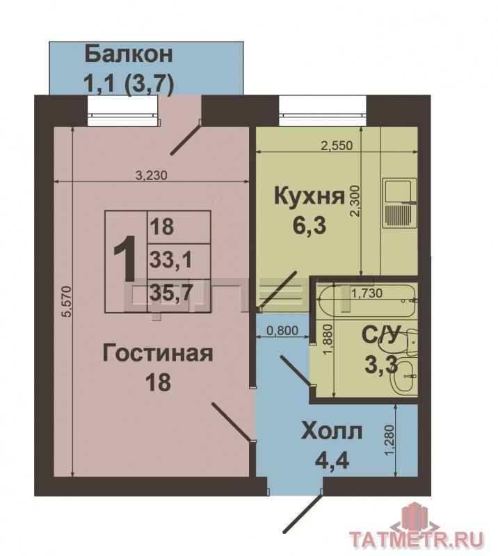 Зеленодольск,мирный, ул. Королева, д. 3. Продается однокомнатная ленинградка в центре мирного на среднем этаже.... - 6