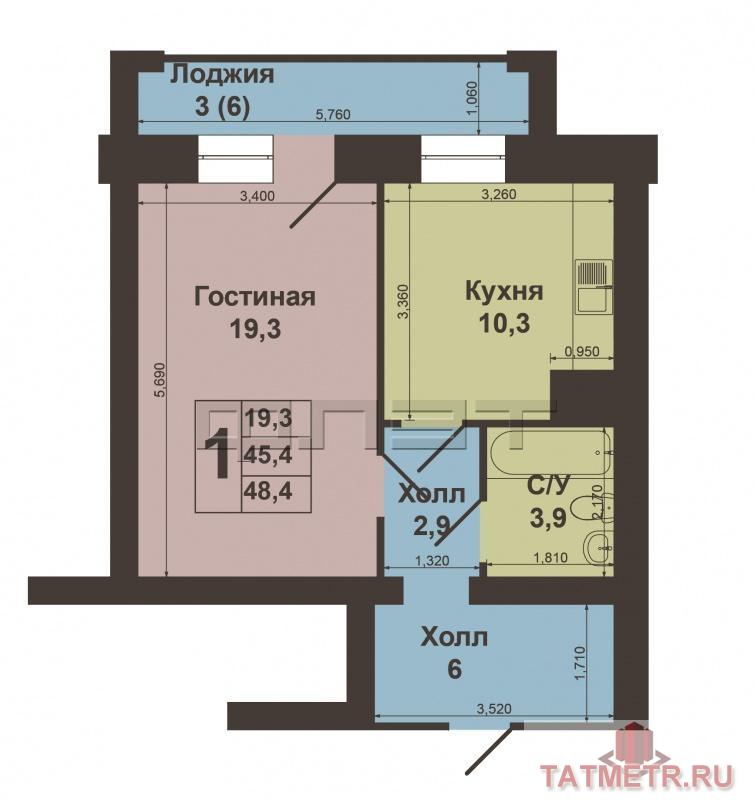 Продается  1-комнатная квартира в Приволжском районе ул. Ферма 2 д 98 .Квартира находится на 1 этаже 10 этажного... - 6
