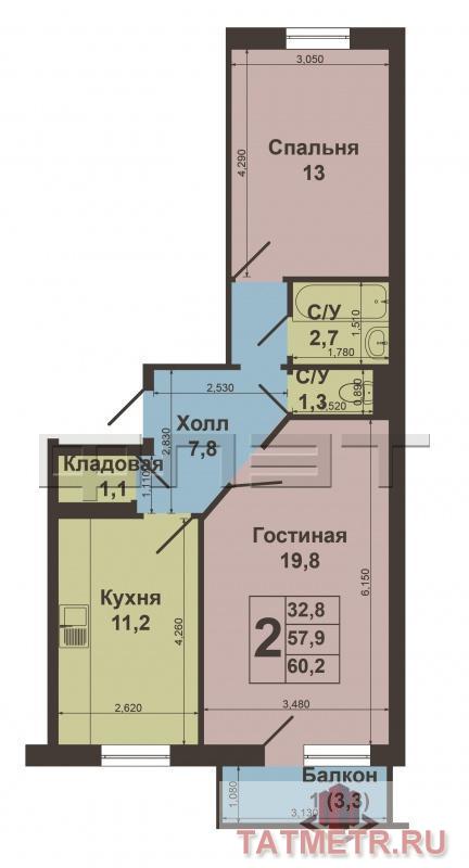 Продается двуххкомнатная  квартира на четвертом этаже десятиэтажного панельного дома в жилом массиве Юдино. Дом 2006... - 6
