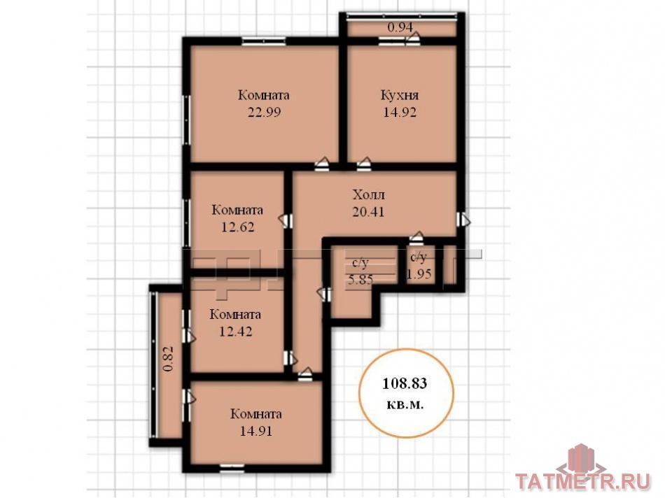 Продается четырехкомнатная квартира площадью 109.85 / 62.95 / 14.92  кв.м. в новом жилом комплексе 'Маркиз'. Дом... - 7