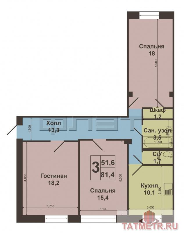 Вахитовский район, ул. Кремлевская, 2А. Продается 3-комнатная квартира в кирпичном доме напротив Кремля. Квартира без... - 5