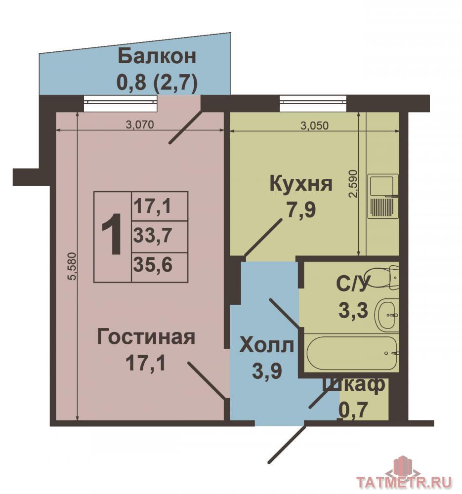 Продается 1 комнатная квартира в Ново Савиновском районе.  Квартира находится на 7 этаже 9 этажного панельного дома... - 13