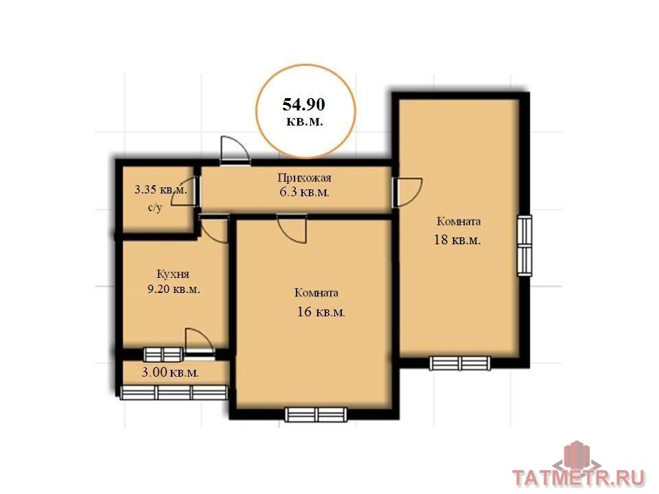 Продается двухкомнатная квартира площадью 54.80 кв.м. в новом построенном жилом комплексе 'В Габишево'.  Квартиры в... - 5