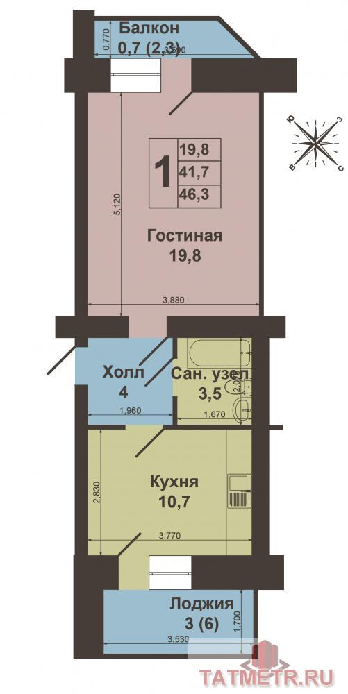 В самом современном и динамично развивающемся районе Казани продается отличная 1-комнатная квартира на проспекте... - 8