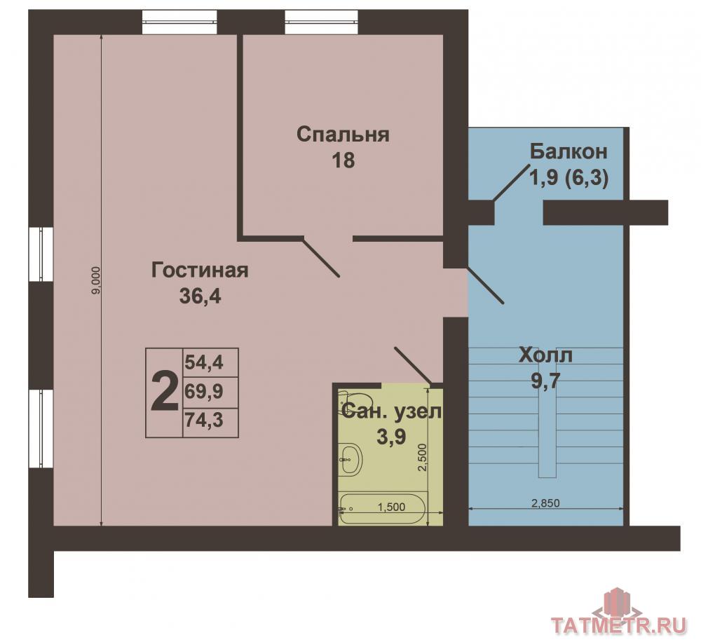 Продается 4-х комнатная 3-х уровневая квартира в Приволжском районе, ул. Сабит, 19. Квартира улучшенной планировки с... - 10