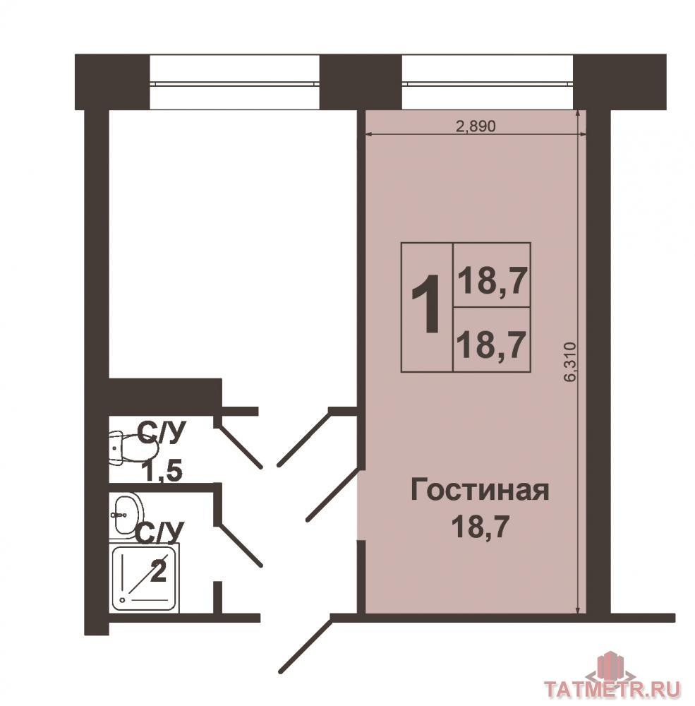 г. Зеленодольск, Мирный, ул. Комарова, д. 6А. Продается комната в двухкомнатном блоке, общей площадью 18, 2 кв.м.... - 6