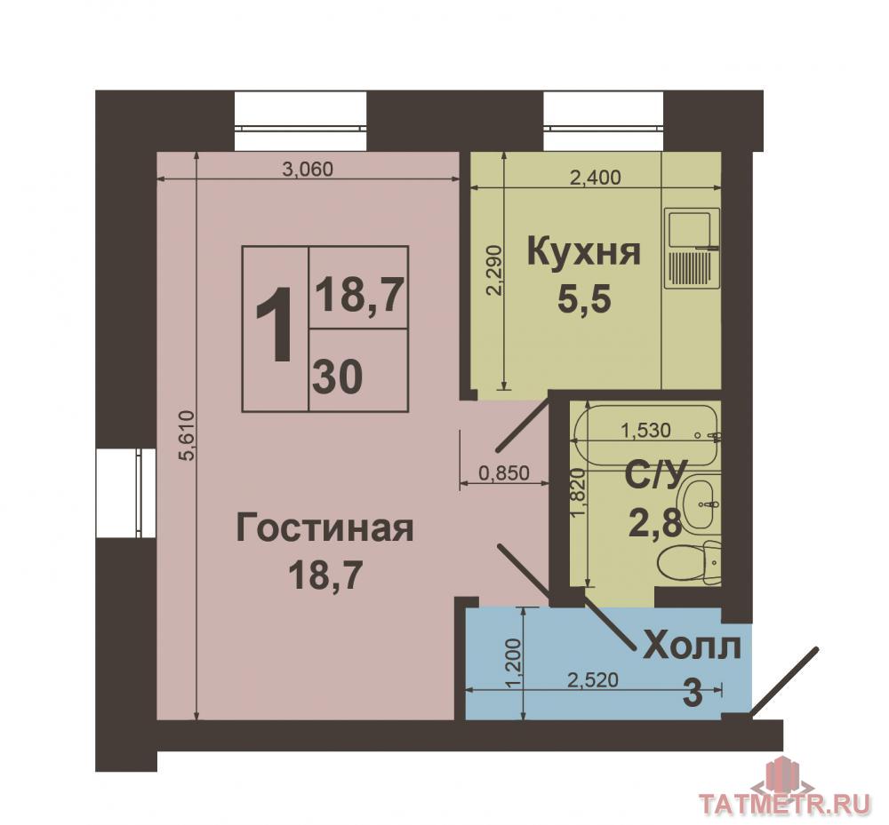 Продается 1-комнатная квартира 30 кв.м. по адресу К.Тинчурина дом 7, на высоком первом этаже пятиэтажного кирпичного... - 10