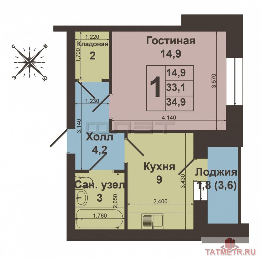 Продается однокомнатная квартира на 3 этаже 5 этажного кирпичного дома в жилом комплексе Янтарный Берег. Дом... - 1