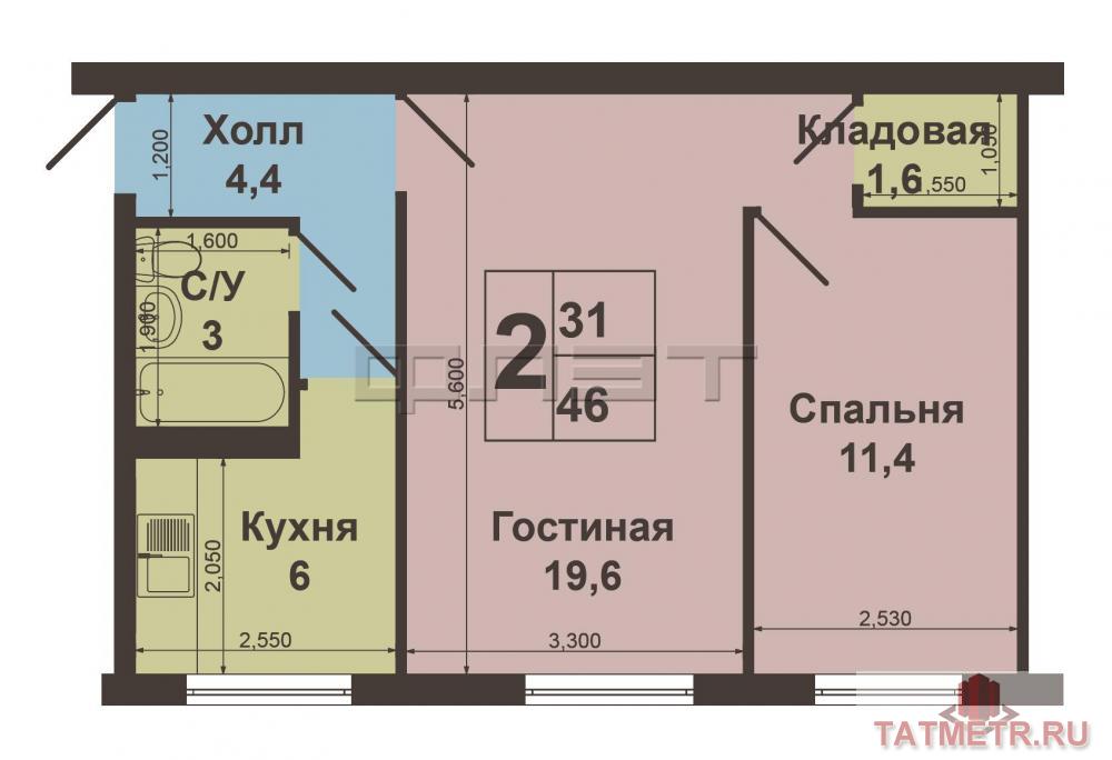 Вахитовский район, ул. Хади Такташ, д.93. Продается 2-х комнатная квартира в хорошем состоянии 46 м2 на 2-м этаже 5ти... - 6