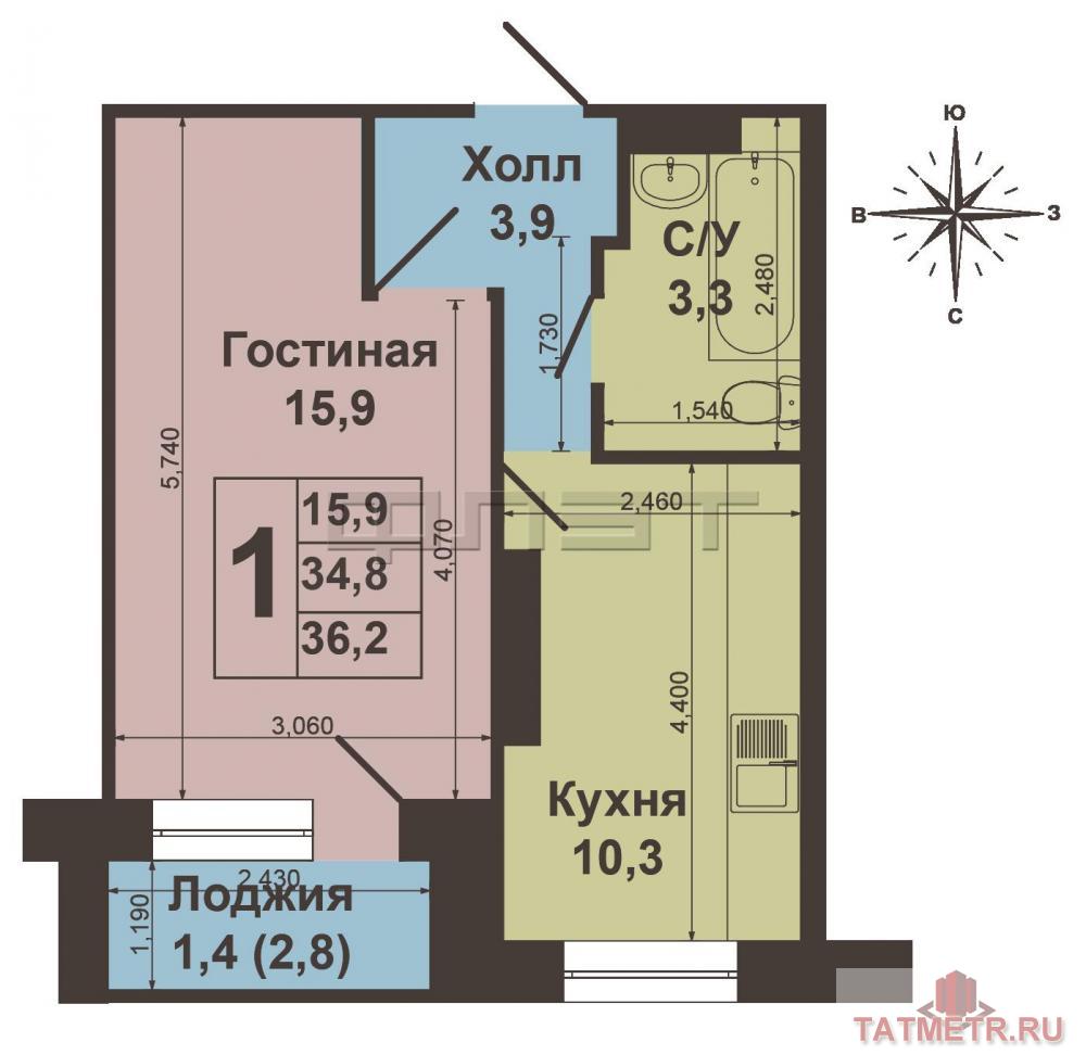 Продается 1 комнатная квартира на ул.Мало-Московская д.26 (рядом улицы Клары Цеткин, Столярова ) квартира 36м , не... - 6