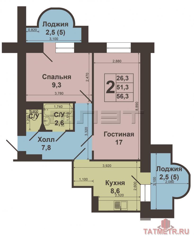 Советский район, ул. Латышских Стрелков, д.14. Продается 2-х комнатная квартира , на 3-м этаже 14-ти этажного... - 11