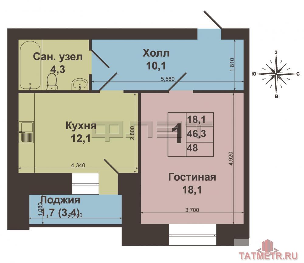 В спальном районе Казани, Авиастроительном, по улице Чапаева д.20, продается очень просторная  и светлая... - 7