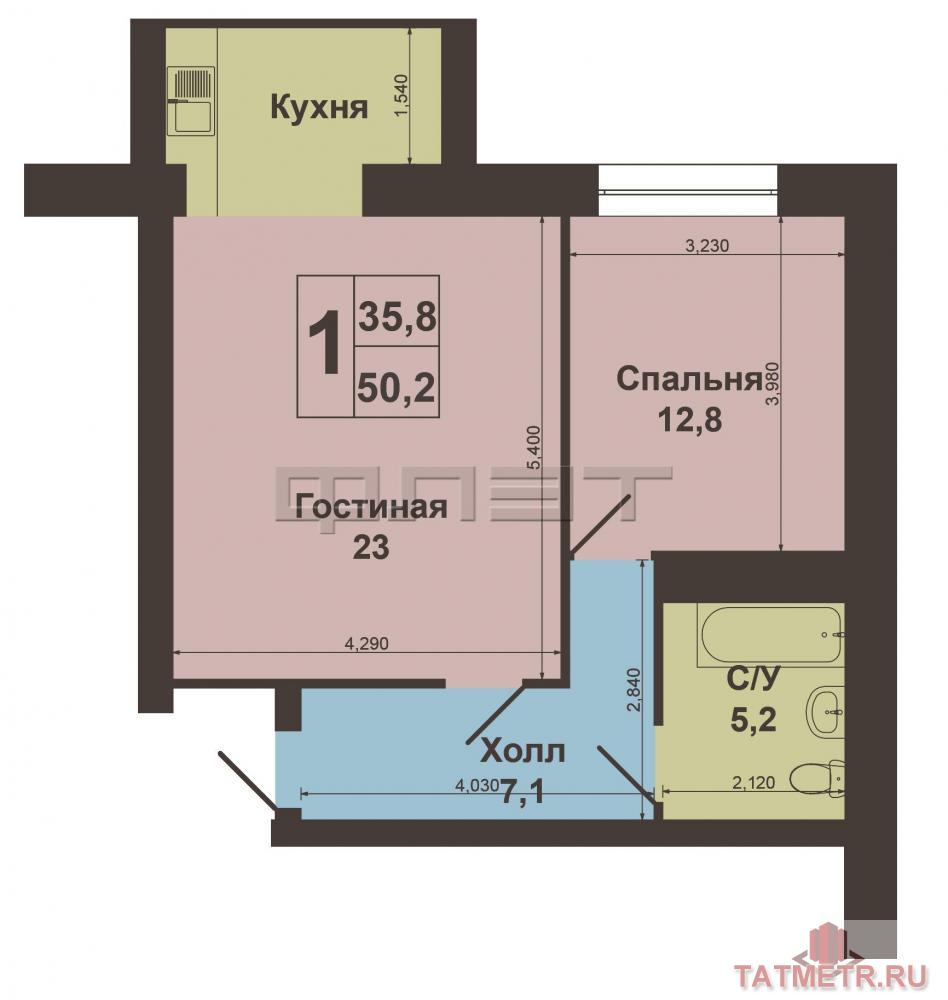 Продается шикарная 2-х комнатная квартира в самом центре г. Казани, в Вахитовском районе.  Дом кирпичный, теплый,... - 9