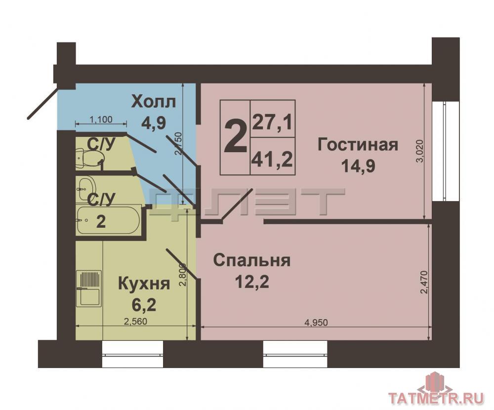 Советский район, ул.Красная позиция д.33 Продается уютная двухкомнатная квартира с раздельными комнатами, общей... - 7