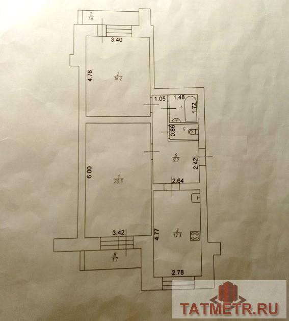 Продается хорошая  2-х комнатная квартира улучшенной планировки г. Зеленодольск. Квартира большая 64 кв.м., светлая,... - 6