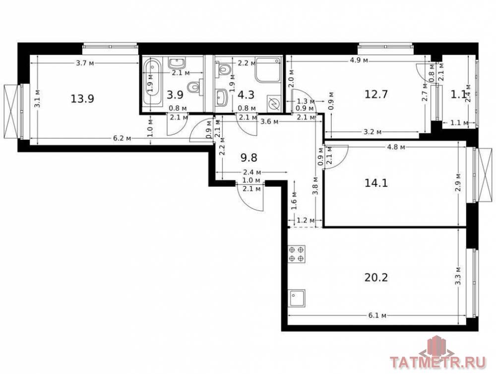 Продаётся 3-комн. квартира площадью 80.00 кв. м на 16 этаже 26 этажного дома (Корпус 1, секция 5) проекта ПИК...