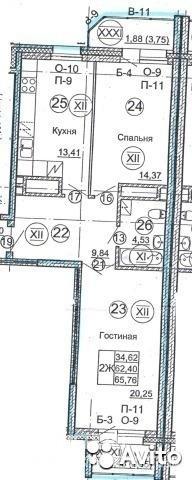 Продается 2-к квартира 67,28 м? на 5 этаже 20-этажного кирпичного дома, по адресу: Гвардейская, 59а. *дом...