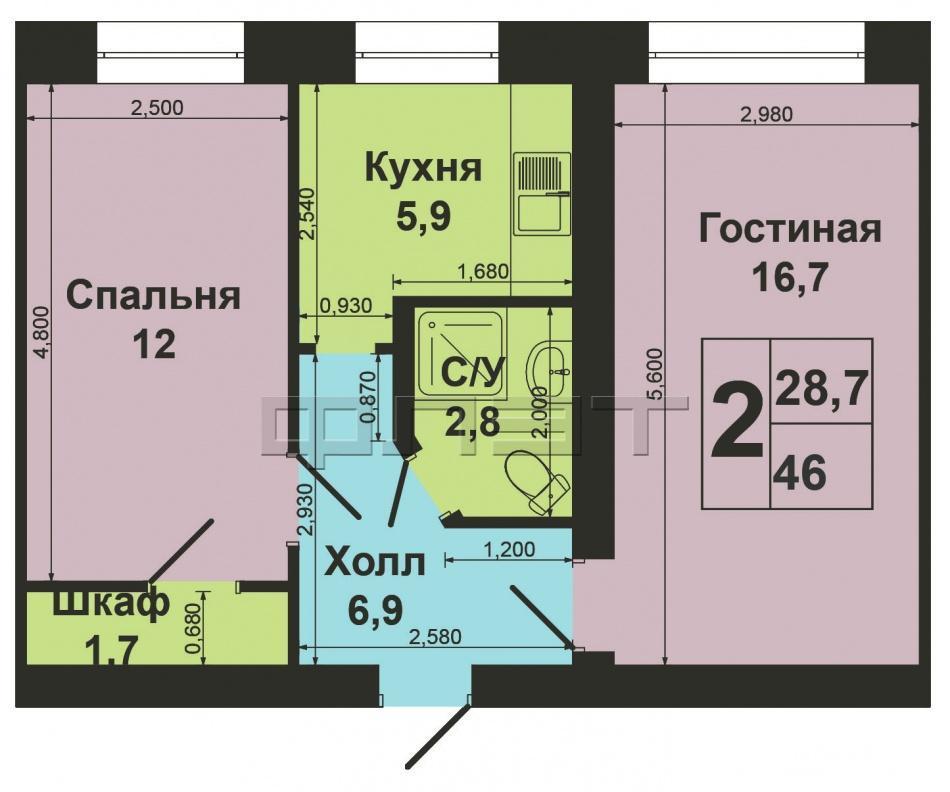 Продается отличная 2-х комнатная квартира  с раздельными комнатами на Советской площади по ул.Новаторов, 2А, в... - 10