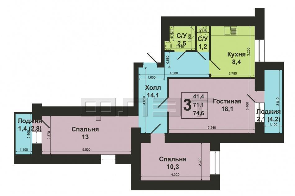 Ново-Савиновский район, ул.Гаврилова, д.56. Продается отличная 3-х комнатная квартира общей площадью 71кв.м, на 11... - 9