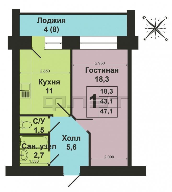 Приволжский район, ул. Хади Такташ, д.123 б.Выставлена на продажу 1 комнатная квартира 43 кв.м. на 7/10 этажного... - 7