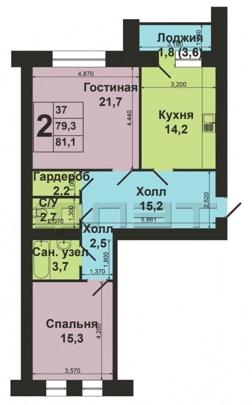 Продаю 2-х комнатную квартиру площадью 79.3 м2 в новом доме. Квартира расположена на 3-м этаже, окна выходят на две... - 17