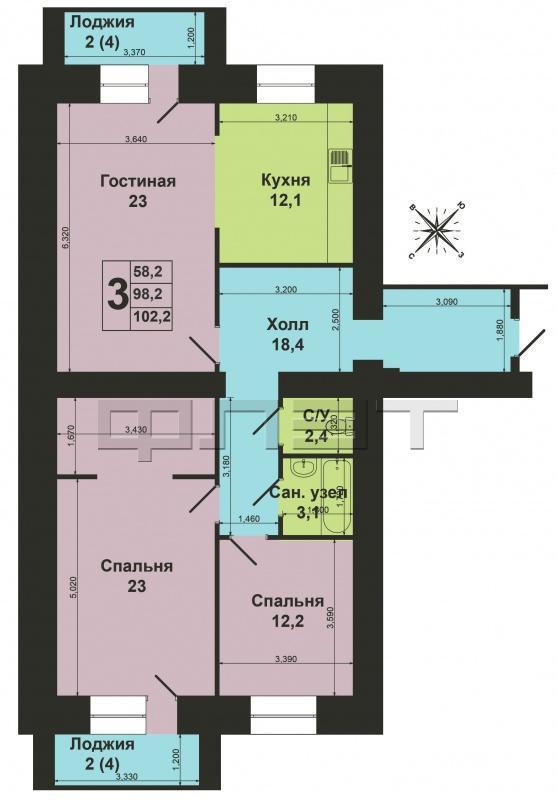 Продаю отличную 3-к квартиру улучшенной планировки по ул.Соловецких юнг, д.1  на 4 этаже 15-этажного кирпичного дома... - 14