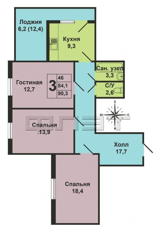 ул.Зорге 66в :продается квартира с отличной планировкой в новом доме в ЖК 'Олимп', на 13-м этаже 24-х этажного дома,... - 19